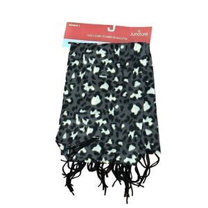 NEW WITH TAGS Fleece Scarf Wrap Black Grey White Animal Print Juncture